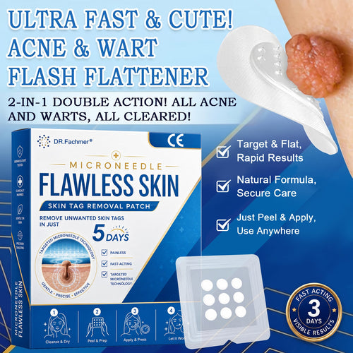 ✅ DR.Fachmer® 2-in-1 Microneedle & Hydrocolloid Patch 🌿| Raised Moles,Acne,  Flat Warts & Skin Tags Remover | Improves Wrinkles, Scars & Blemishes | Invisible Pimple Patches for Face & Body