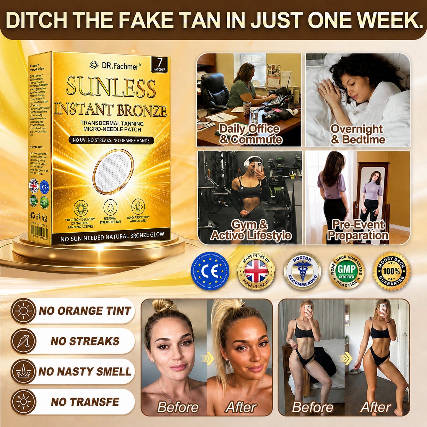DR.Fachmer® 𝐒𝐮𝐧𝐥𝐞𝐬𝐬 𝐈𝐧𝐬𝐭𝐚𝐧𝐭 𝐁𝐫𝐨𝐧𝐳𝐞 𝐓𝐚𝐧𝐧𝐢𝐧𝐠 𝐌𝐢𝐜𝐫𝐨𝐧𝐞𝐞𝐝𝐥𝐞 𝐏𝐚𝐭𝐜𝐡 🤎