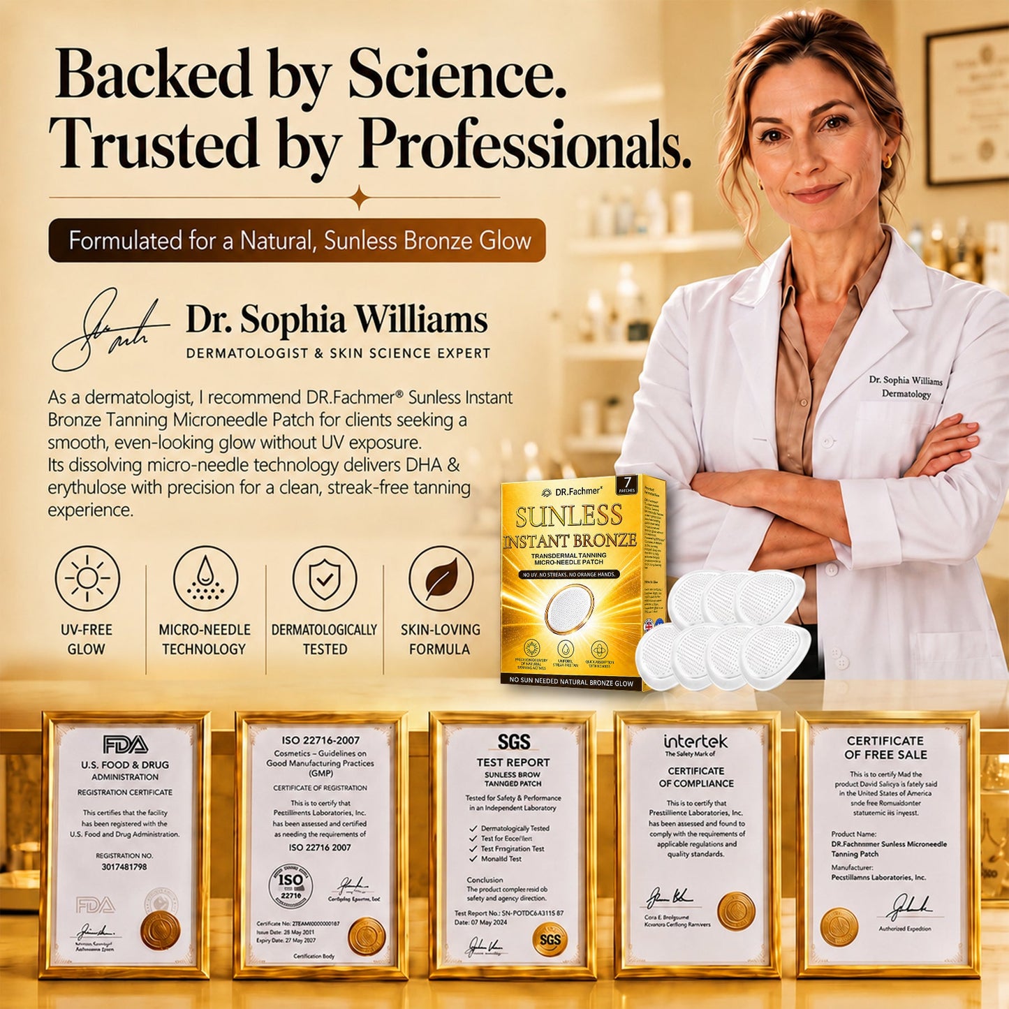 DR.Fachmer® 𝐒𝐮𝐧𝐥𝐞𝐬𝐬 𝐈𝐧𝐬𝐭𝐚𝐧𝐭 𝐁𝐫𝐨𝐧𝐳𝐞 𝐓𝐚𝐧𝐧𝐢𝐧𝐠 𝐌𝐢𝐜𝐫𝐨𝐧𝐞𝐞𝐝𝐥𝐞 𝐏𝐚𝐭𝐜𝐡 🤎